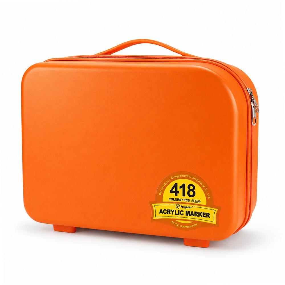 418-Color Acrylic Marker Set: Professional Grade, Soft Bristle Pens for Students and Artists in a Compact Suitcase.