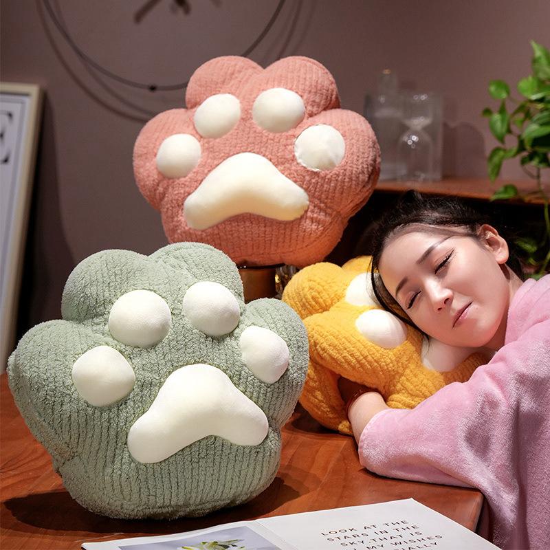 Мультяшная подушка-плед в виде кошачьей лапы, плюшевая игрушка, кукла в виде кошачьей лапы, подушка для дома и дивана, подушка-плед для девочек для перерыва на обед