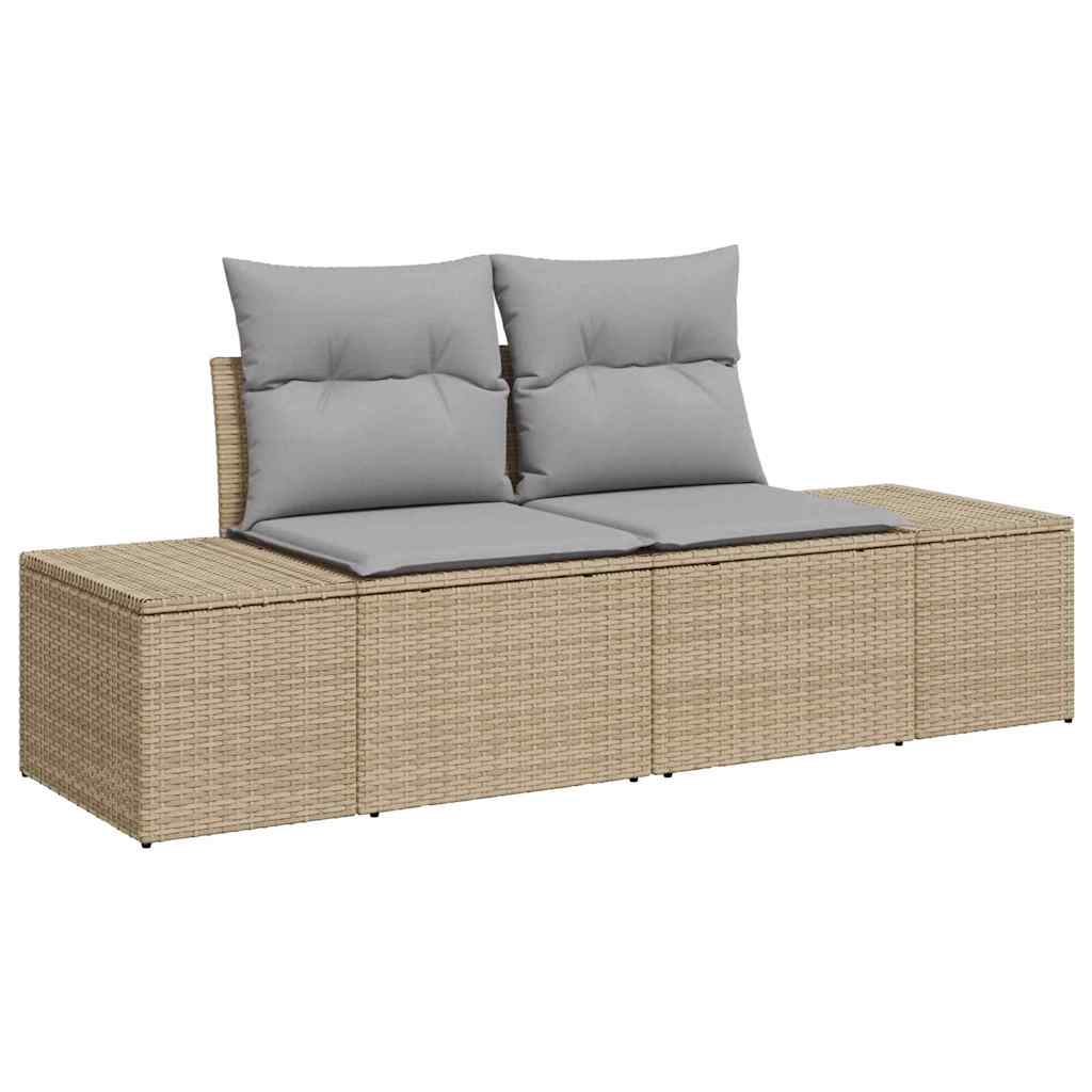 9 piece garden sofa set with cushions beige and gray poly rattan