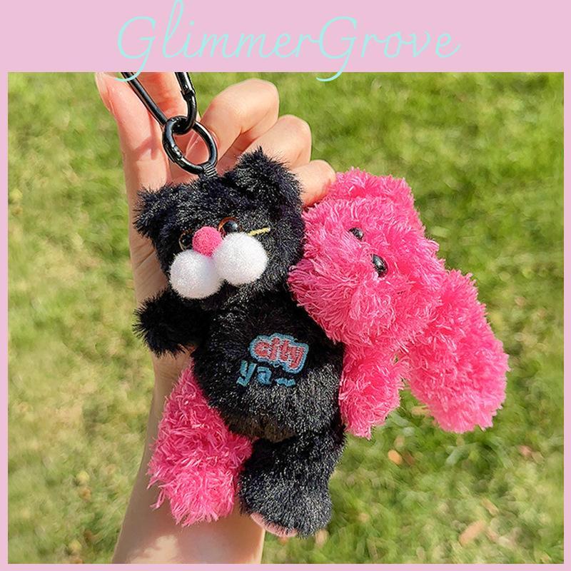 Очаровательный плюшевый брелок для ключей «Двуглавый город», милый мультяшный зверёк, держатель для ключей, идея для подарка