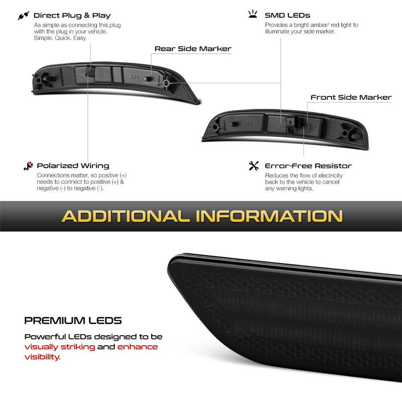 15-21 Chrysler 300 Smoked LED Side Markers 4PCS