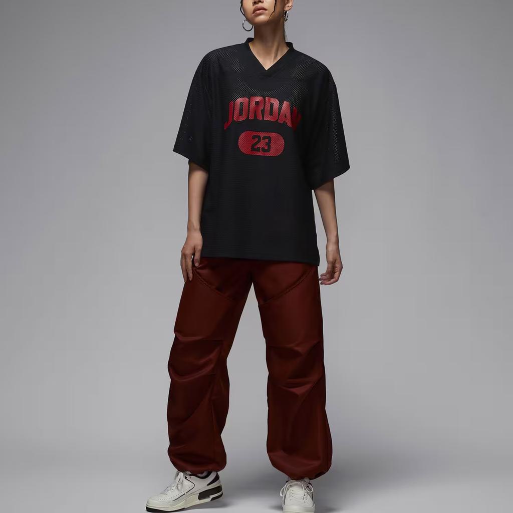 Jordan Сетка Повседневная Мода Простой Пуловер Футболка с Коротким Рукавом Женские Топы HQ9223010