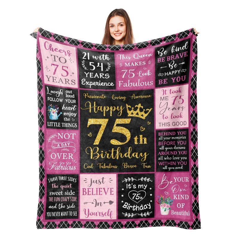 80th Birthday Gift Blanket Print Soft and Comfortable Flannel Blanket for Sofa Bed Living Room