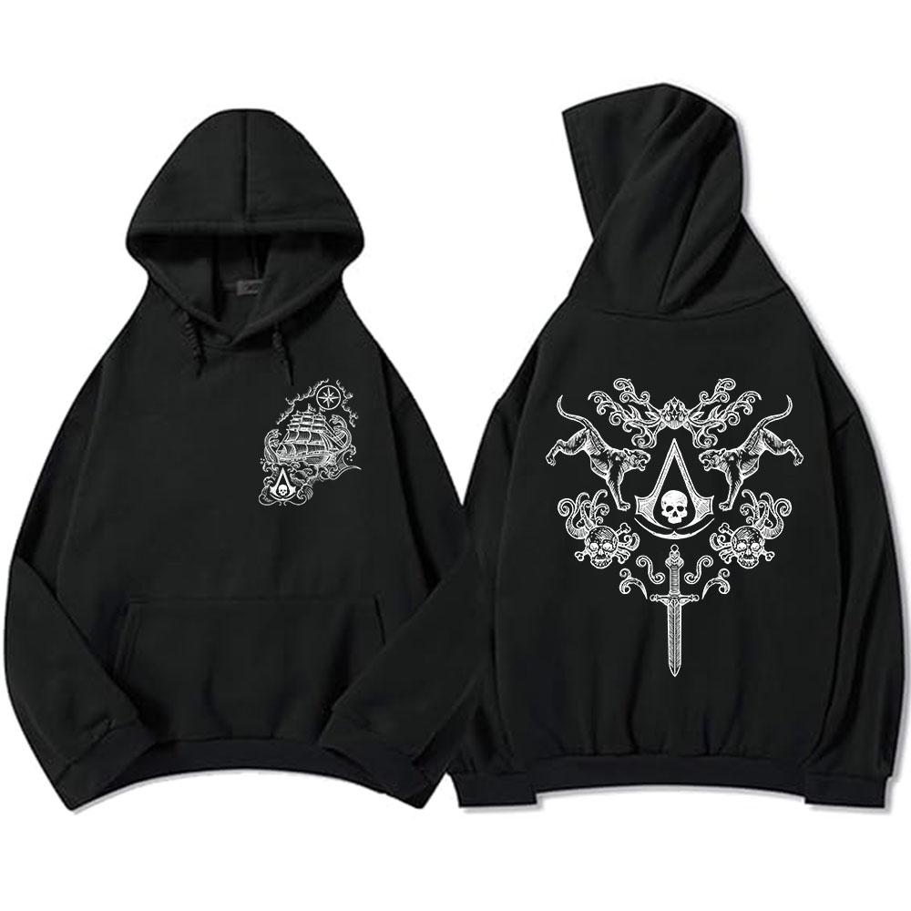Assassin's Creed Black Flag Обновленная игра Худи Унисекс Уличная одежда Толстовки с капюшоном и длинным рукавом Графические топы