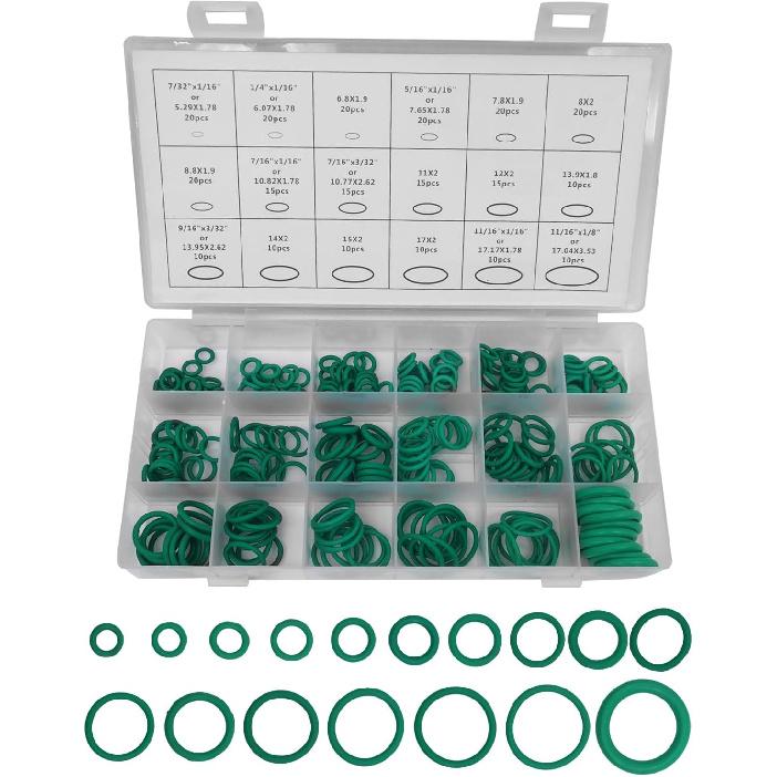Car Air Conditioning AC O Ring Kit Sealing ORings Gasket Assortment Set 270 Pieces Seal Gasket Washer A/C Professional Plumbing Automotive Rubber