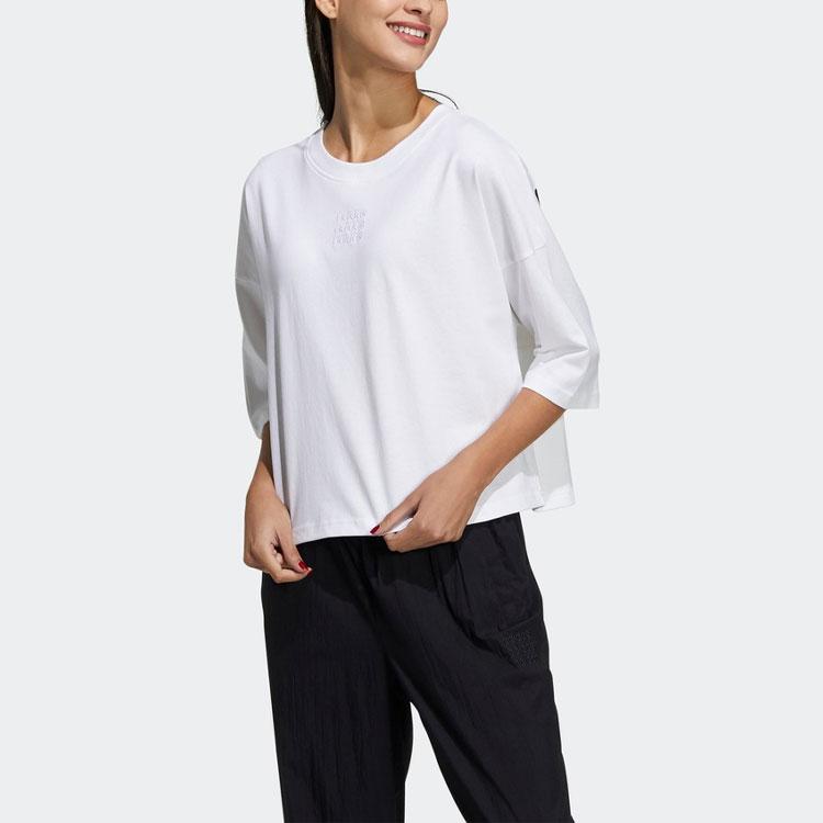 Adidas Neo Large Logo Printed Sports Round Neck Short Sleeve T-Shirt Women T-Shirts White GP5431