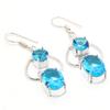 Серьги-подвески ручной работы с драгоценным камнем London Blue Topaz 2,20 дюйма D1V05