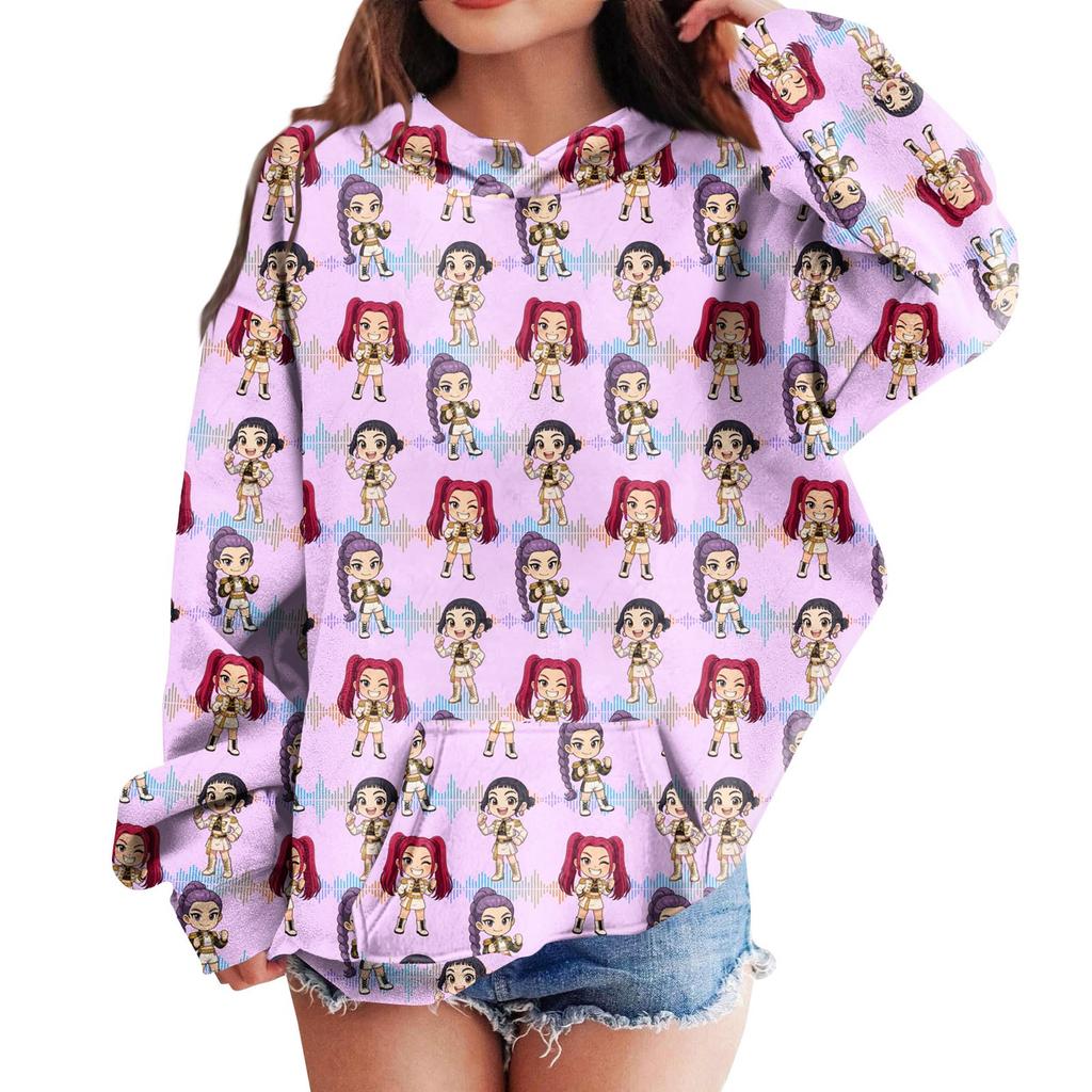 Sweatshirts For Teen Girls Hoodies Long Sleeve Drawstring Pullover Cute Printed Hoodie Top