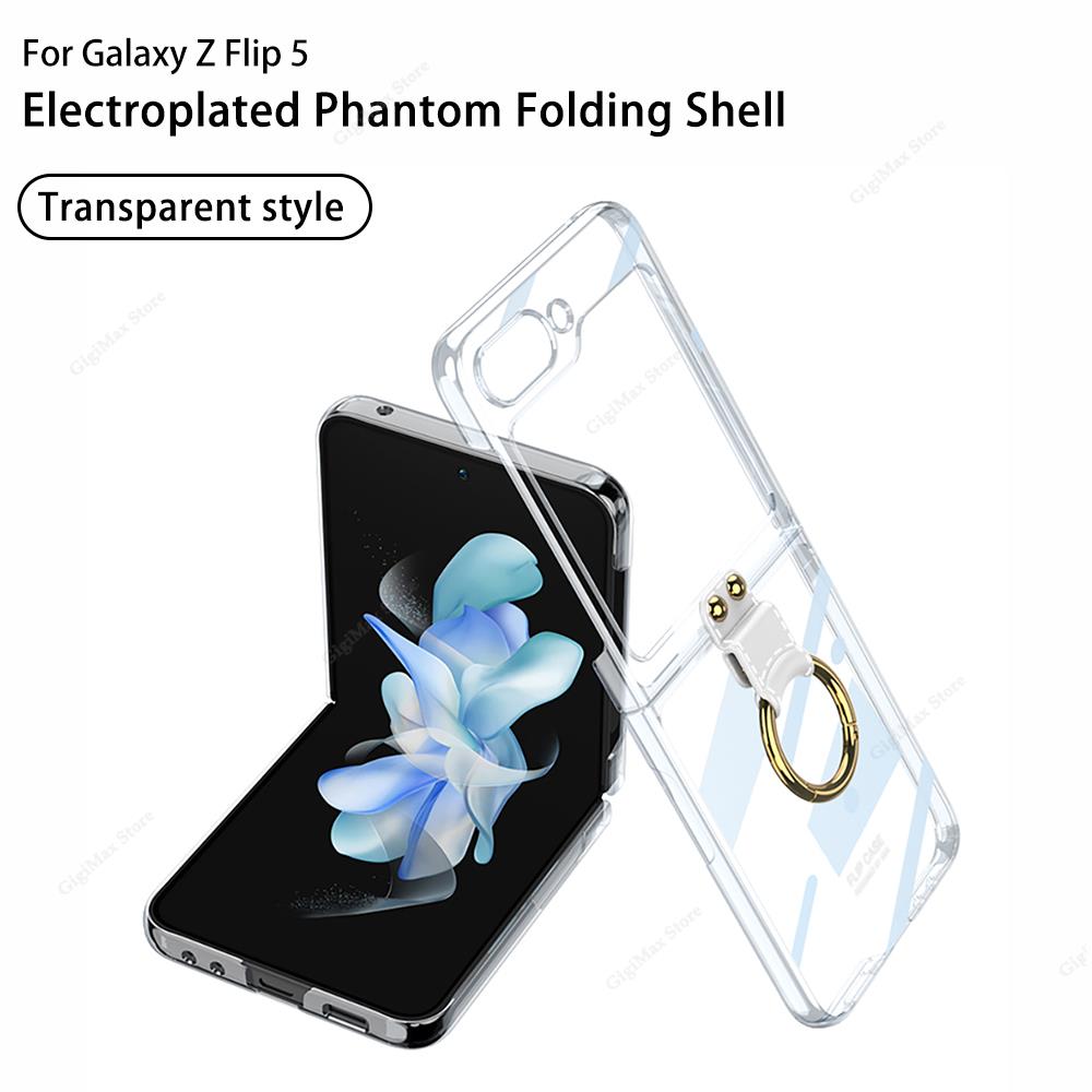 Прозрачный чехол для Samsung Galaxy Z Flip 5, роскошный чехол для Samsung Z Flip 5 Zflip5, прозрачный тонкий чехол Galaxy Z Flip5, защитный чехол