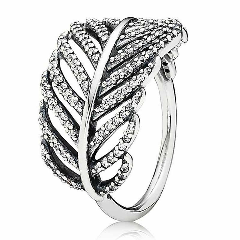 New 925 Sterling Silver Ring Light As A Feather Eternity Braided Love Twin Butterfly Ring With Crystal For Women Jewelry