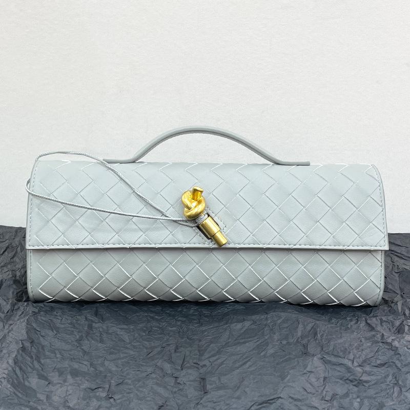 New Handmade Woven Bag With Hardware Lock And Small Square Bag High-end Leather Shoulder Bag Women's Armpit Bag