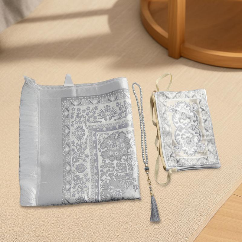 3 шт./компл. бусины мусульманский коврик для богослужения набор полиэстер жаккардовый узор коврик исламский подарочный молитвенный коврик набор Рамадан 70x110 см