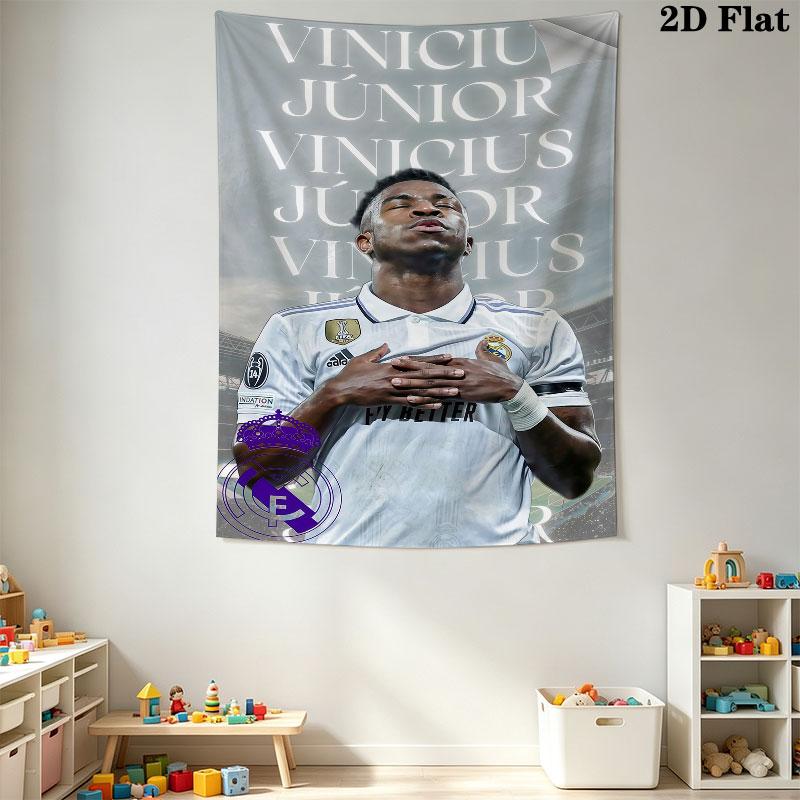 Vinicius Jr. Power  Wall Hanging Printed Fabric Blanket Decorative Tapestries for Bedroom Living Room Home Decor