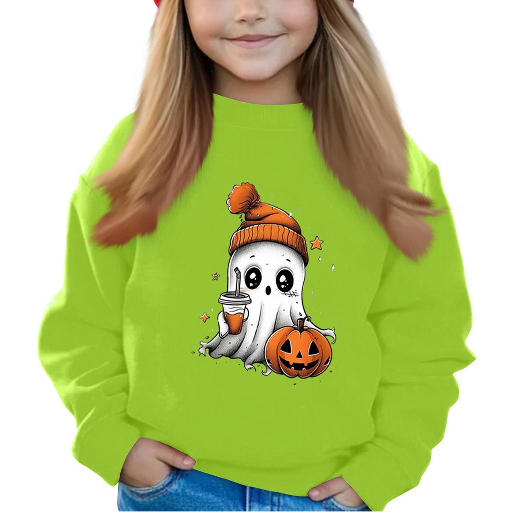 Halloween Day Girls Round Neck Pullovers For Kids Printed Baby Tops