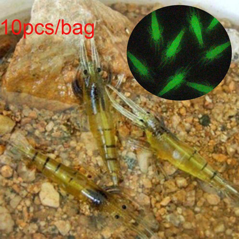 10Pcs Luminous Soft Creative Hook Worm Silicone Shrimp Fake Bait Prawn Lure Sea Fishing