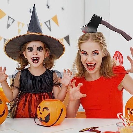 LOKIPA Halloween headband 6-piece set tricky hairband costume items axe scissors nails