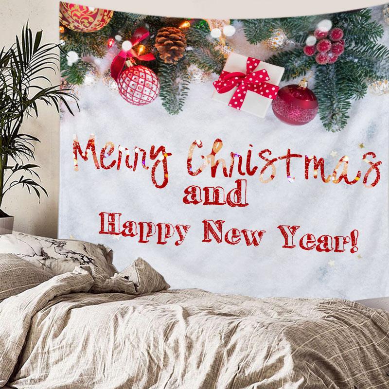 Домашний декор Веселый рождественский Санта узор Печатный гобелен Рождественская елка Гобелен Декор для гостиной и спальни Фон Ткань