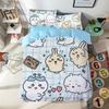Мультяшный комплект постельного белья с милыми Чиикавами, красочный принт, полиэстер, для студенческого общежития, простыня, пододеяльник, детский подарок, домашний текстиль