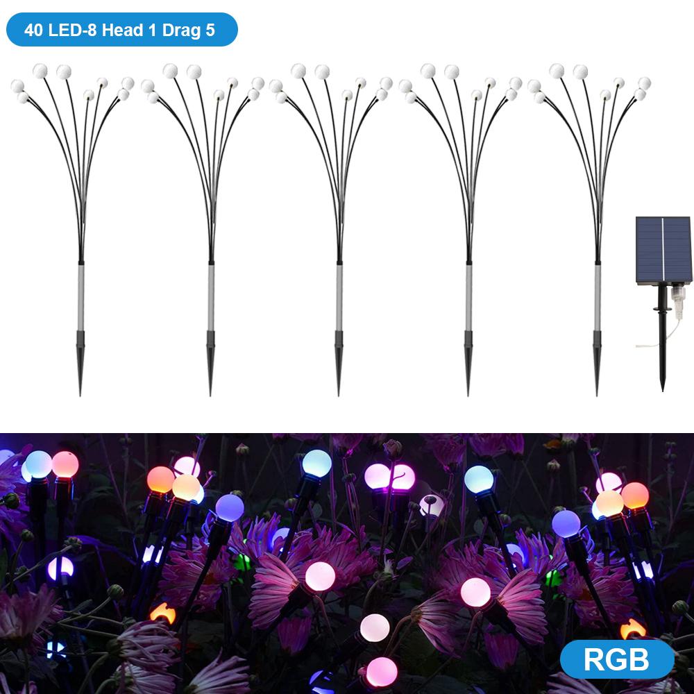 8/10LED Firefly Light RGB Solar Outdoor Firefly Garden Lights Waterproof Swaying Fairy Light for Yard Patio Decoration