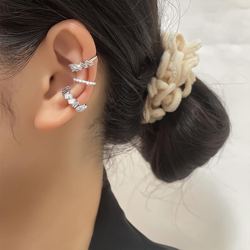 Geometric Zircon Exquisite Ear Clips, Autumn And Spring Fashion Light Luxury, No Ear Holes, Small Square Diamond Earrings, Ear Hanging Wind