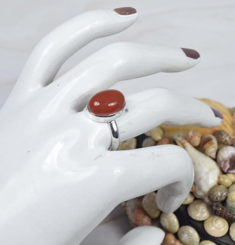 Carnelian Gemstone Ring, Solid 925 Sterling Silver Ring, Birthstone Ring, Fashion Ring, Unisex Ring