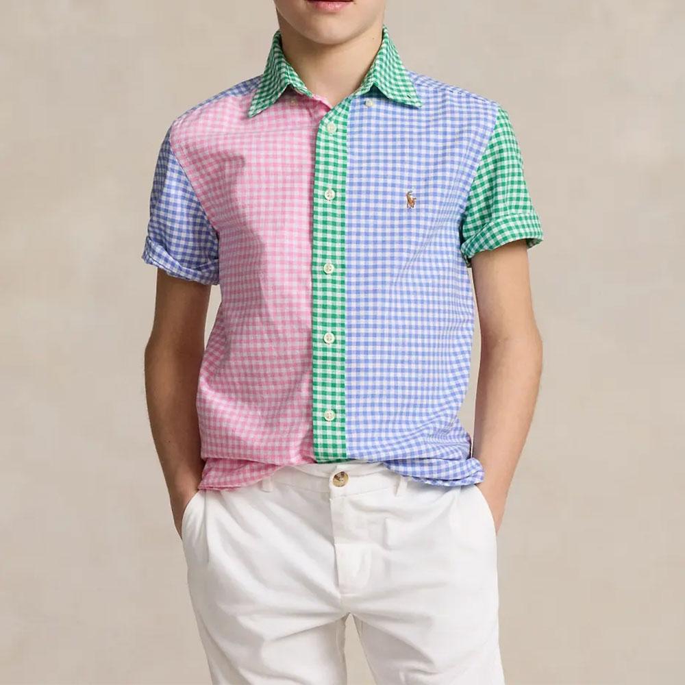 Polo Ralph Lauren SS24 клетчатый принт однобортная повседневная рубашка с коротким рукавом детские рубашки многоцветные CWPOWOVY6820466-999