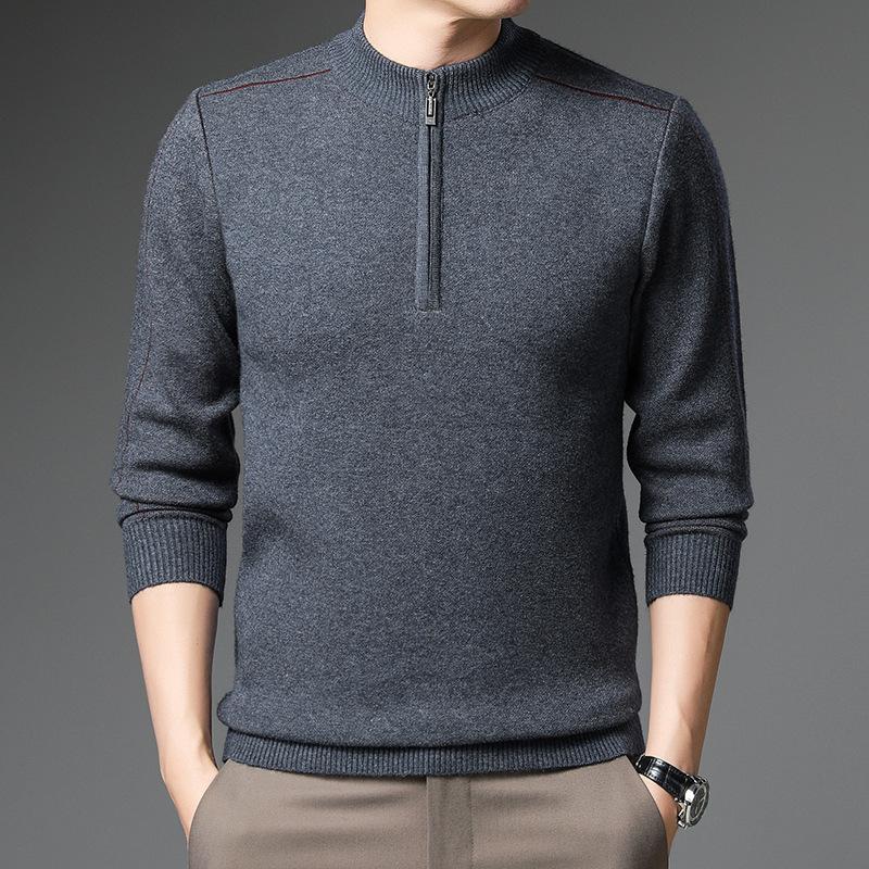 Мужской пуловер с высоким воротником, утолщенный, трендовый, молодежный, вязаный, зимний, костюм для папы, мужская одежда