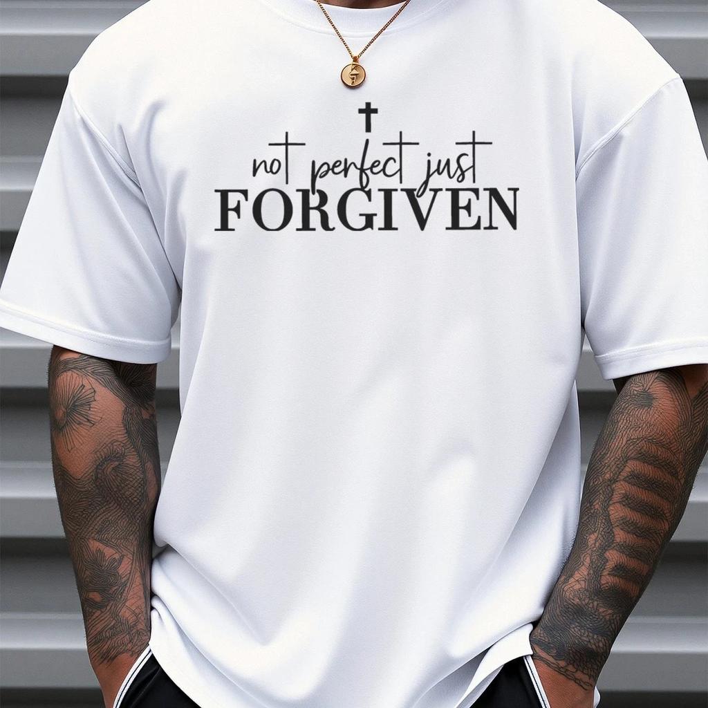 Christian Faith T-Shirt 'No Perfect Just Forgiven' Cross Graphic T-shirt