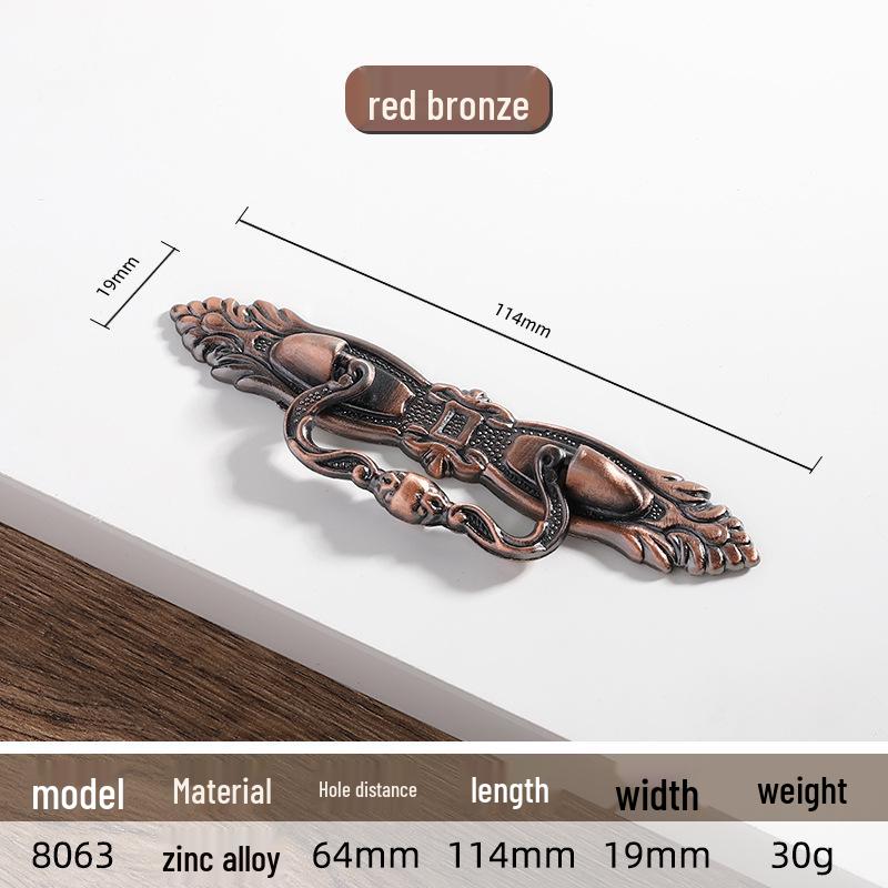 Античная сине-красная бронзовая европейская классическая кухонная мебельная ручка-кольцо