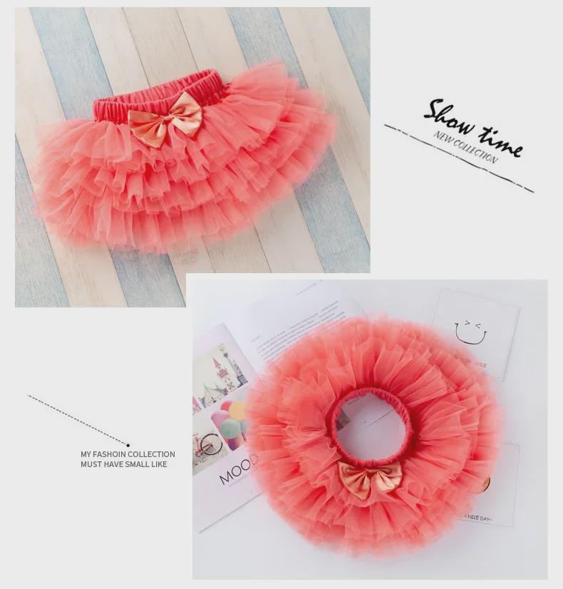 Стильная однотонная шестислойная сетчатая юбка-пачка принцессы для девочек