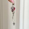 Punk Heart Cross Metal Pendant Keychain Durable Anti-Rust for Bag Purse Phone Strap Ideal Gift for Punk Enthusiasts
