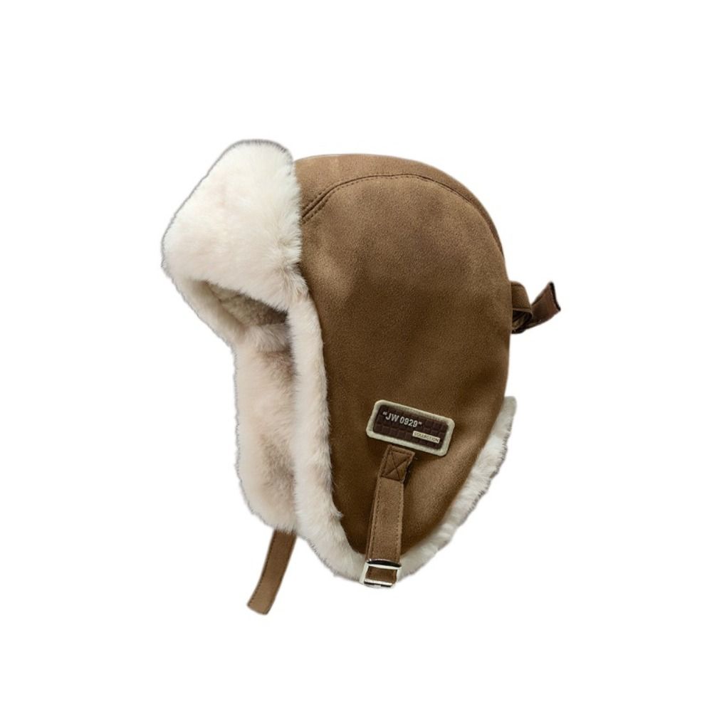 Однотонная шапка с защитой ушей, утолщенная женская плюшевая шапка, модная зимняя шапка-авиатор, студенческая