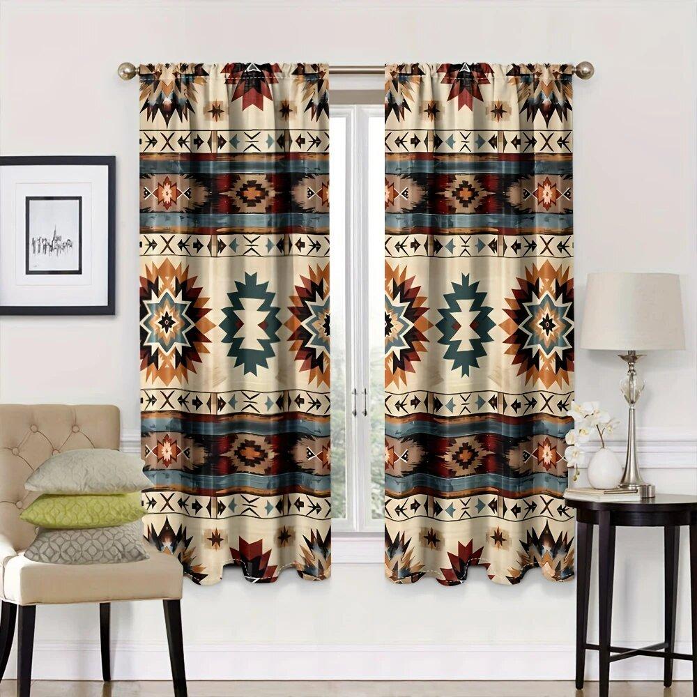 2 шт. шторы с геометрическим принтом в стиле ацтеков, шторы с кулиской, украшение для дома, украшение комнаты