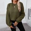 Solid Colour Pullover Women's Plus Size Sweater Autumn and Winter Loose Round Neck Reverse Lantern Sleeve Sweater