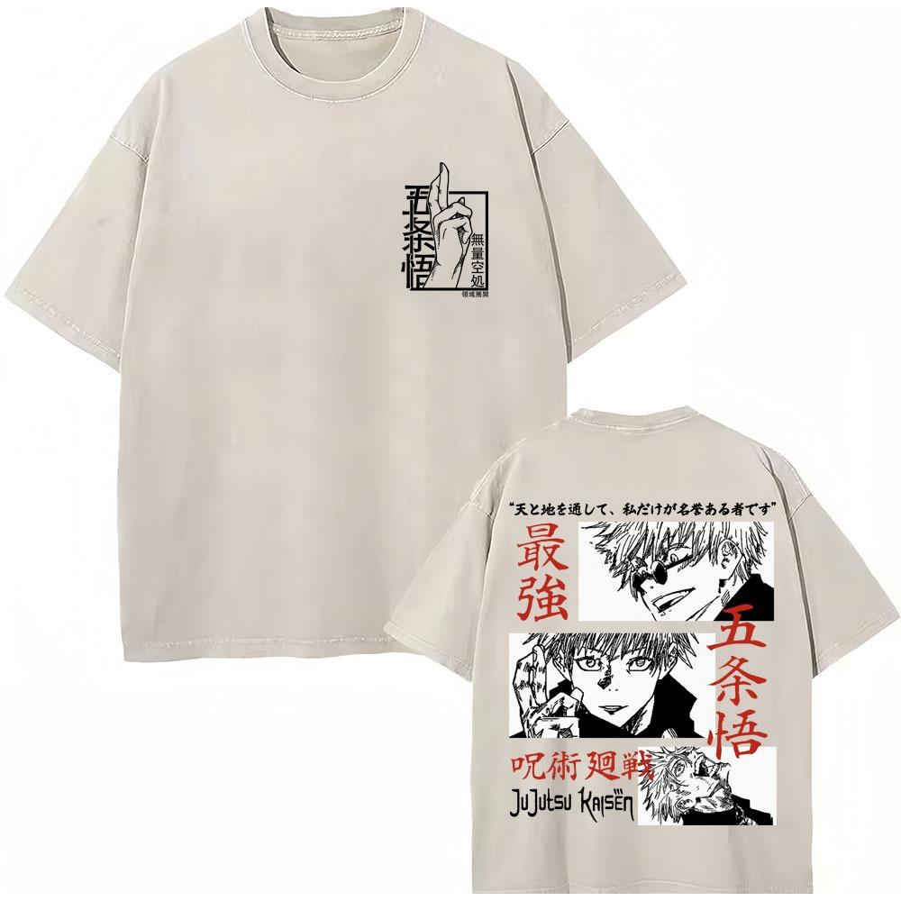 Стирка Аниме Jujutsu Kaisen Харадзюку Юта Оккоцу Футболки Мужские Женские Модные Повседневная Футболка с Круглым Вырезом Свободные Хлопковые Футболки