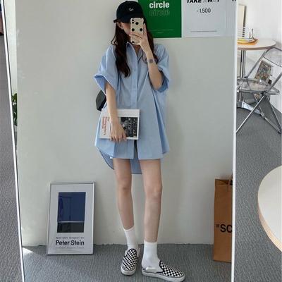 Корейская Свободная Рубашка Оверсайз Юбка Тонкое Пальто Женский Летний Универсальный Топ