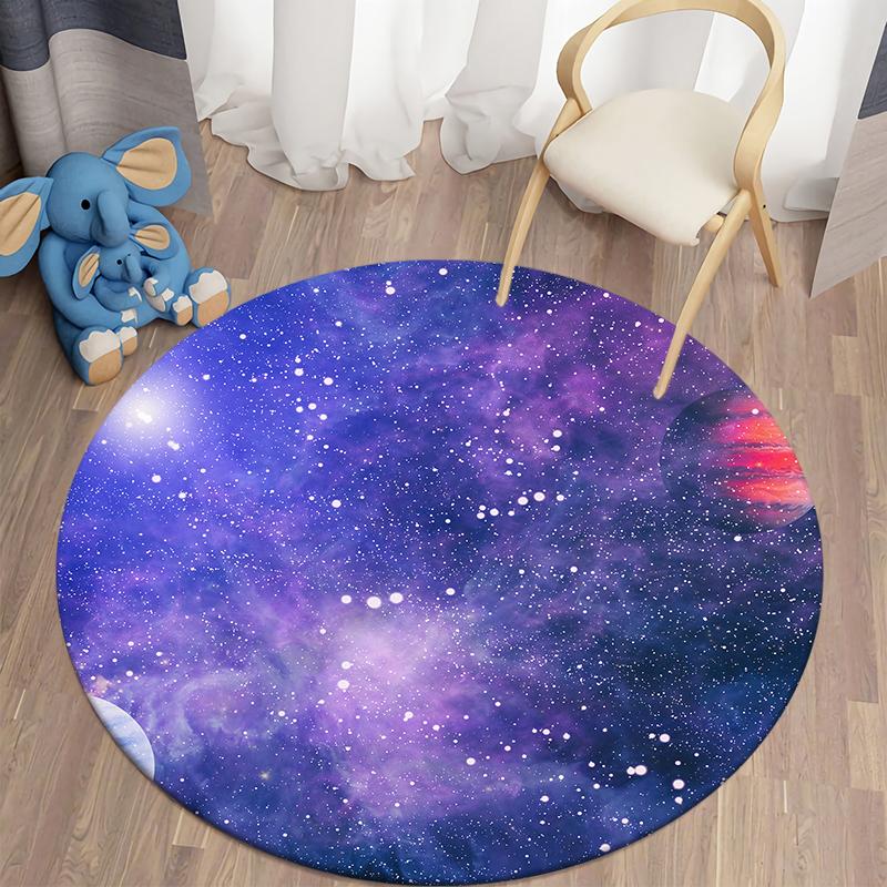 Круглый коврик Galaxy Space, психоделические фиолетовые 3D круглые ковры для детской комнаты, коврики для гостиной, коврик для спальни, коврик для спальни