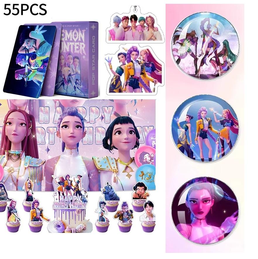 Kpop Demon Huntrie Книга для карточек Аниме Группа охотников на демонов Lom Бумажный пакет для карточек Мультяшный Kpop Сувенир Брелок Подарок для вечеринки Баннер Декор