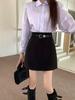 Plus Size Retro Woolen Bodycon A-Line Skirt - High Waist, Anti-Exposure, Versatile, for Autumn/Winter