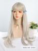 Светло-пепельные синтетические парики для косплея с челкой, длинные, 24 дюйма, длинные, вьющиеся, волнистые, парики Лолиты на Хэллоуин, термостойкие волокна, челка, волосы