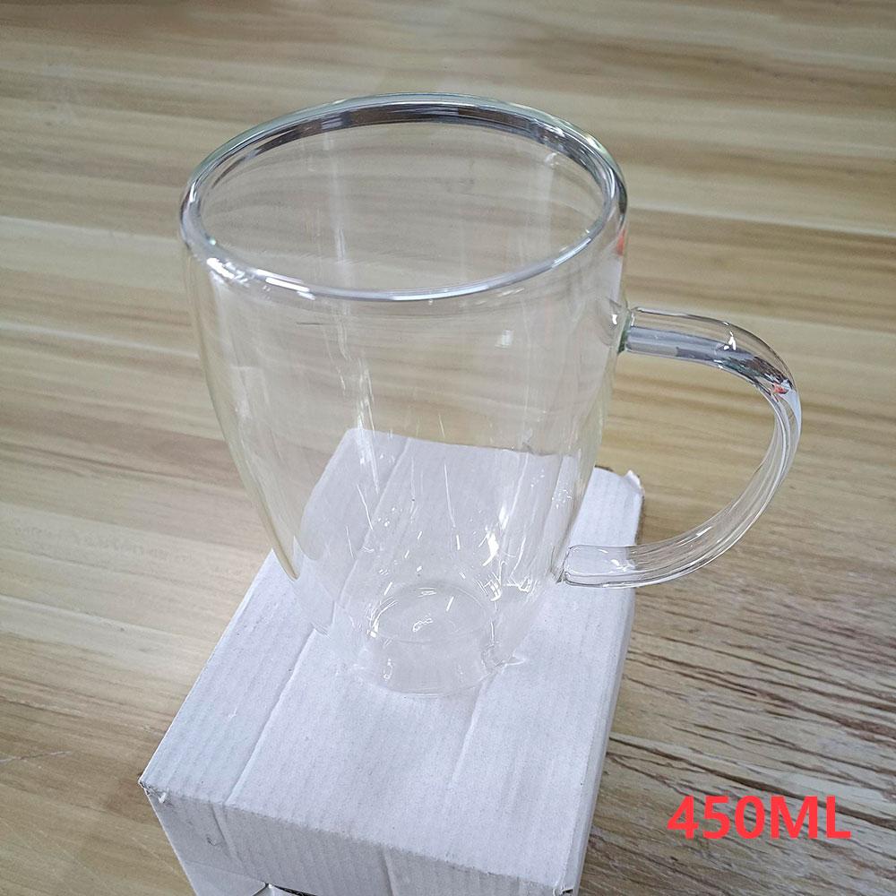 Double Wall Borosilicate Glass Coffee Cup Heat Resistant Handle Milk Juice Whiskey Water Cup Home Bar Party Drinking Utensils