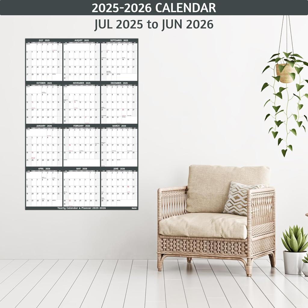 2025-2026 Dry Erase Calendar – Large Yearly Wall calendar, 38.2'' x 25.2'', 2-Side Reversible Calendar 2025-2026, Vertical/Horizontal, Jul 2025 –