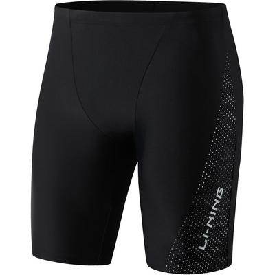 Li Ning Swimming Series Солнцезащитные буквы Повседневные удобные шорты для плавания с пятью точками Мужские купальные костюмы Черный ASLU121-1