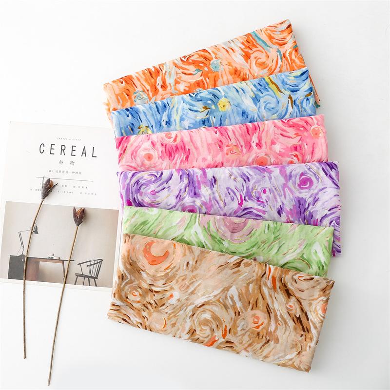 180*88cm Lightweight Scarves for Women Starry Sky Pattern Scarf Shawls Sunscreen Head Shawls Cotton Feeling Scarves and Wraps for Summer Shawl