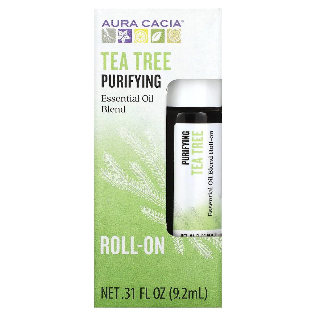Aura Cacia Essential Oil Blend, Purifying Roll-On, Tea Tree, .31 Fl Oz (9.2 Ml)