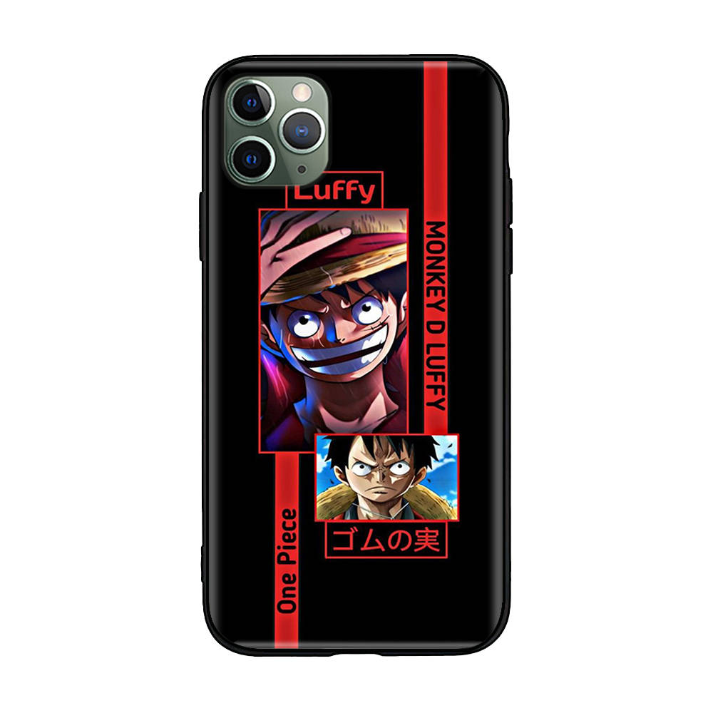 W-31 One Piece Luffy Soft Black Case for iPhone 11 12 13 14 15 6 7 8 X XS Pro Max XR Samsung S21 S22 S23 S24 FE Ultra S8 Plus