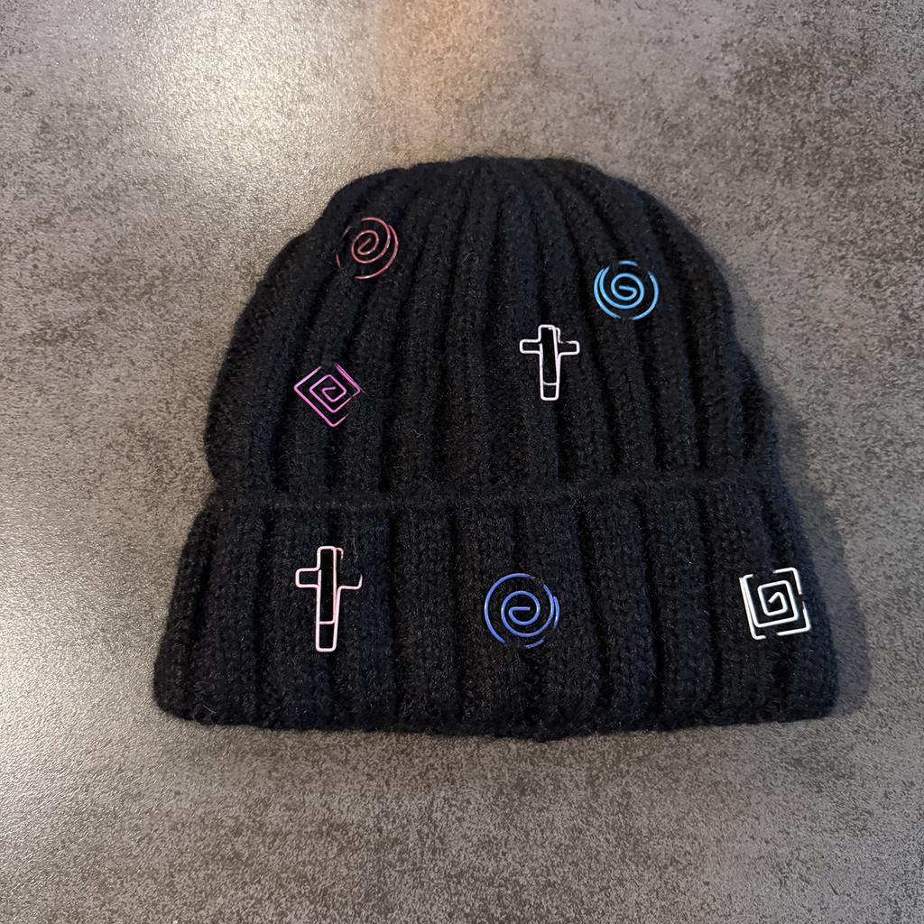 Fashion Knitted Hat With Double Ring Embellishment For Winter Sports And Casual