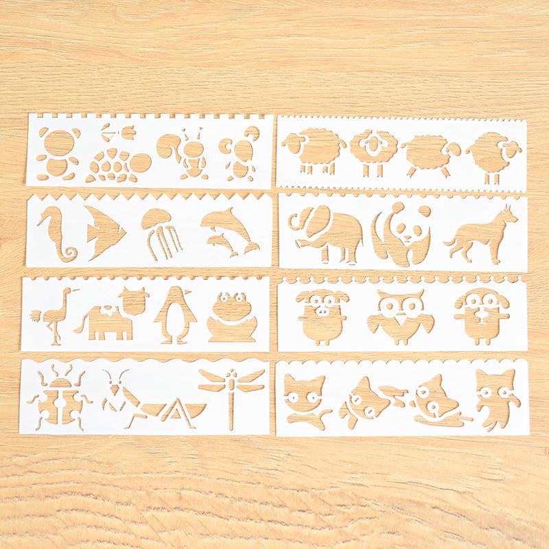 8 шт. Трафарет для рисования с буквами, волнами, животными, для поделок своими руками, многослойный, полый