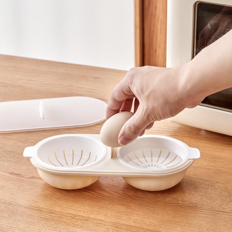 Mini Household Kitchen Egg Steamer with Lid Multifunctional Microwave Egg Cooker Egg Separation Steamed Egg Mold Kitchen Gadgets
