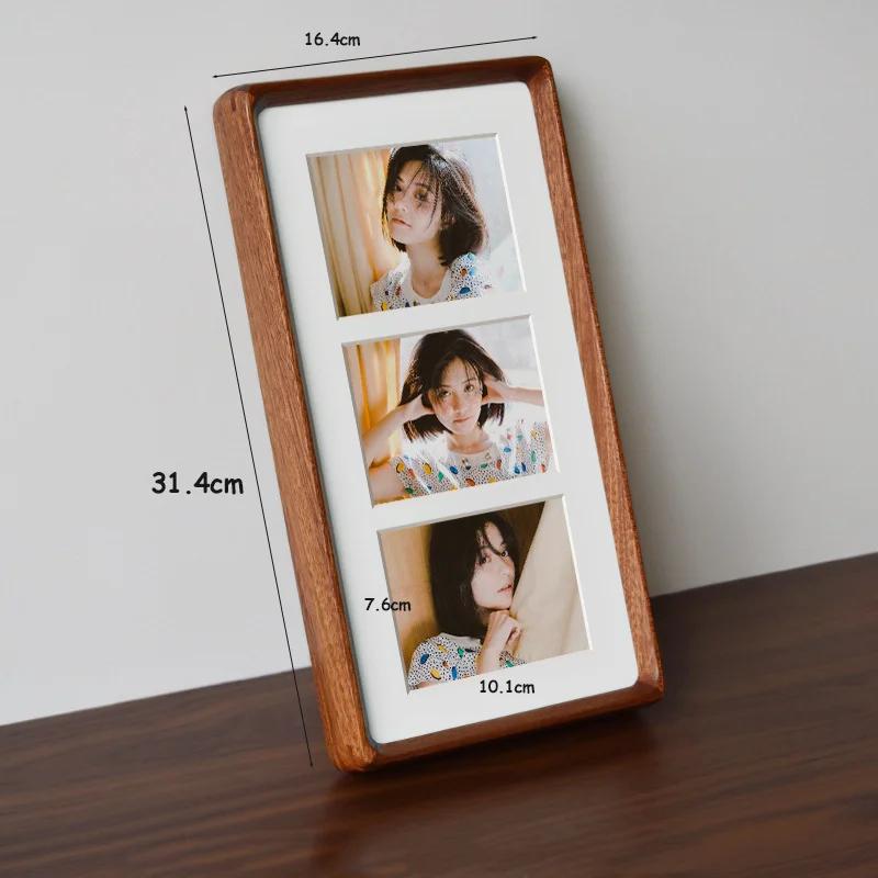 Solid Wood Rounded Corner Triple Photo Frame Elegant Picture Frame Couples' Wedding and Bridal Photos Stylish Display Home Décor